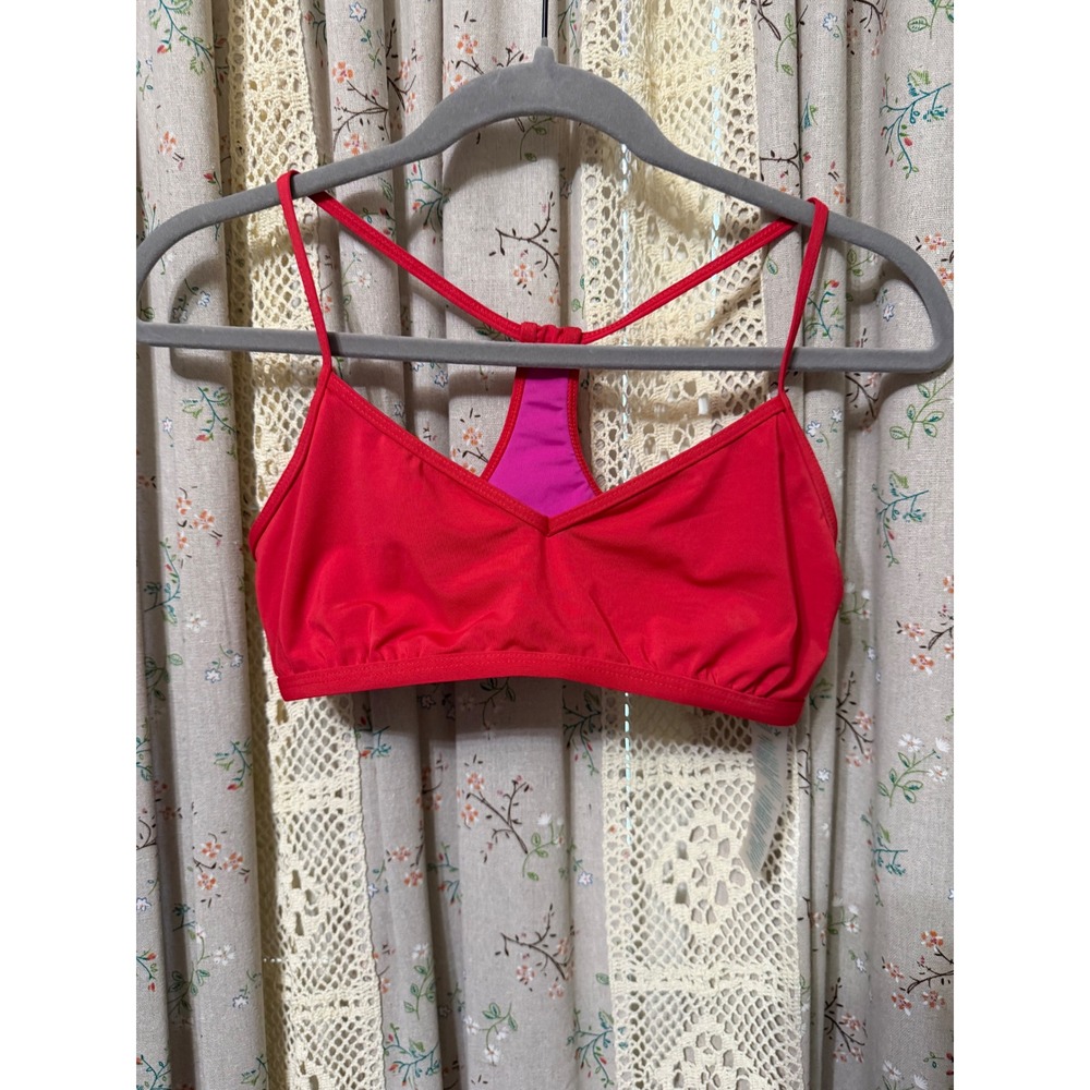 Carve Designs Bikini Top Small Red Pink Strappy Racerback Padded Swimwear